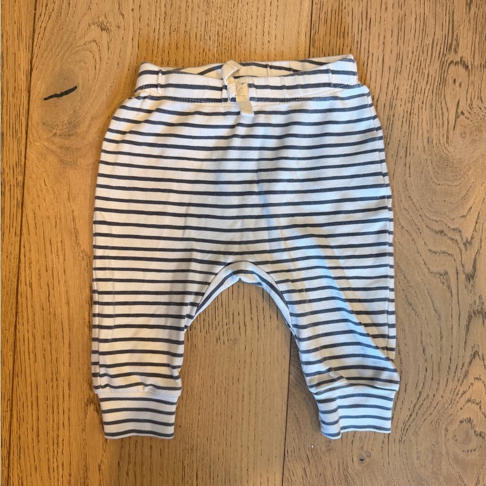 Striped Baby Joggers - White & Navy